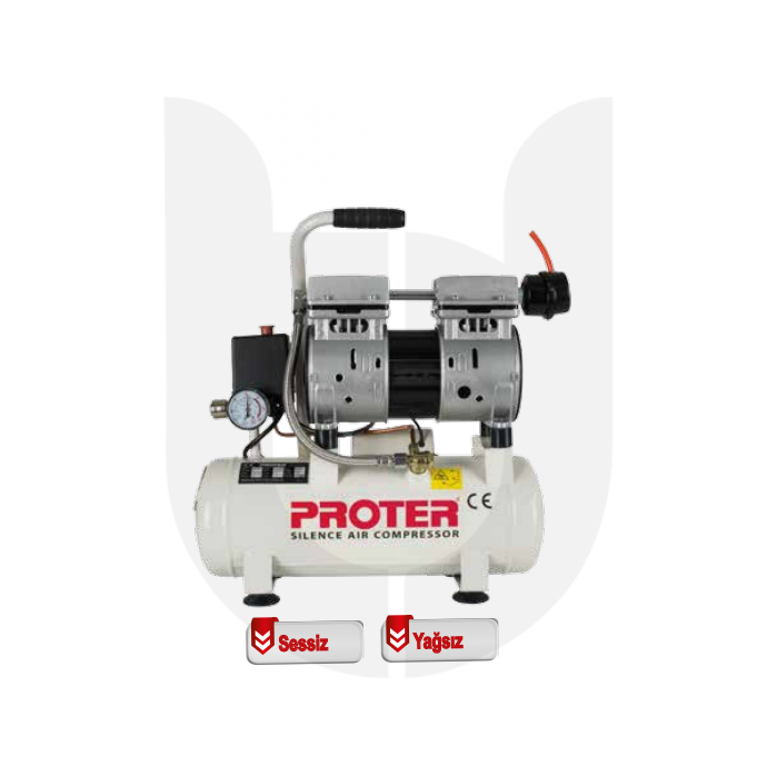 PROTER 9 Litre PR 9 S Sessiz Ve Yağsız Hava Kompresörü