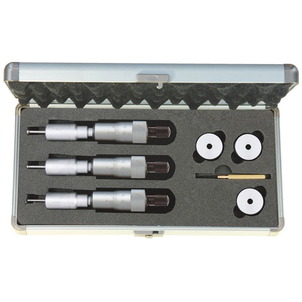Asimeto İki Ve Üç Nokta Temaslı İç Çap Mikrometre Seti Mekanik 3-6mm AS-209628
