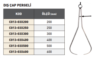 Pld 250mm Dış Çap Pergeli