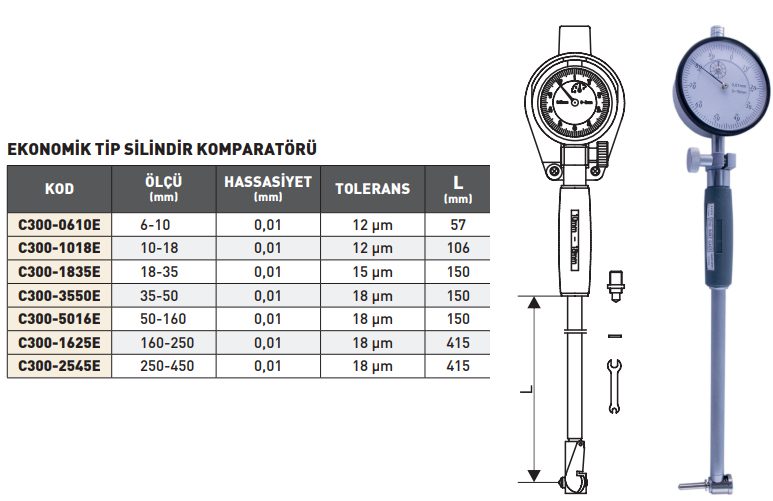 Pld 35-50mmx0.01 Ekonomik Tip Silindir Komparatoru
