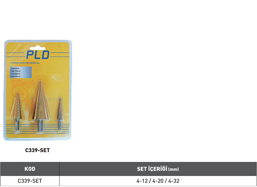 Pld Kademeli Saç Delme Seti TİN Kaplı tablo