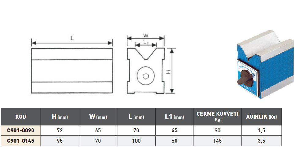 Pld Manyetik V-yatak 90 Kg tablo