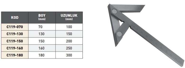 Pld Merkezleme Gönyesi tablo