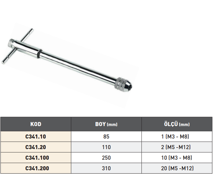 Pld No.1 Kısa Cırcırlı Kılavuz Kolu tablo