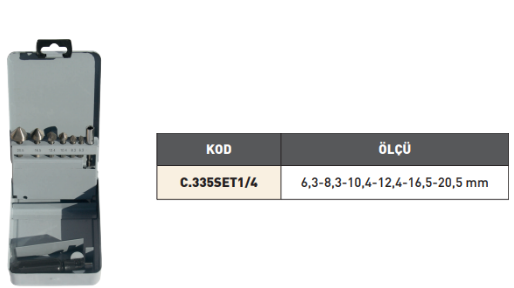 Pld Saplı Set 6 Parça Havşa Freze 90° HSS tablo