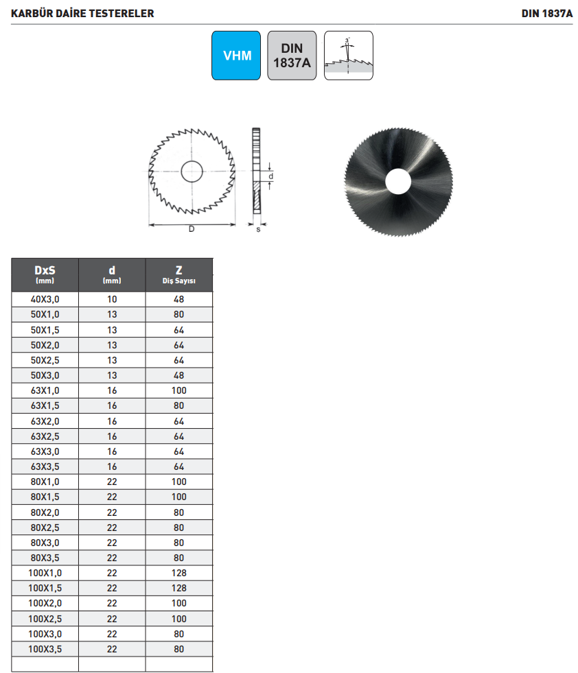 Pld 100x3.5x22mm Z=80 Karbür Daire Testere