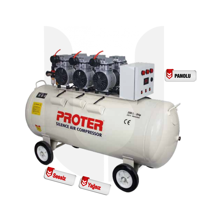 PROTER 200 Litre PR 203 S Sessiz Ve Yağsız Hava Kompresörü