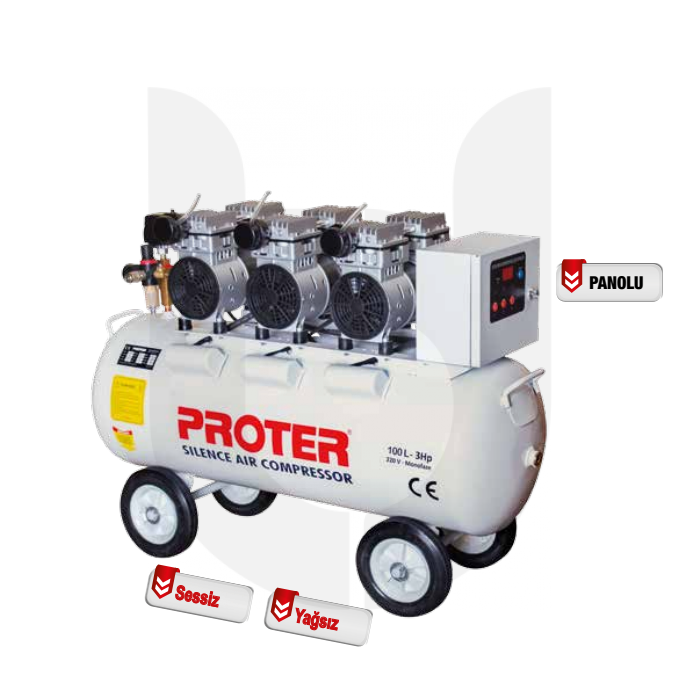 PROTER 100 Litre PR 103 S Sessiz Ve Yağsız Hava Kompresörü