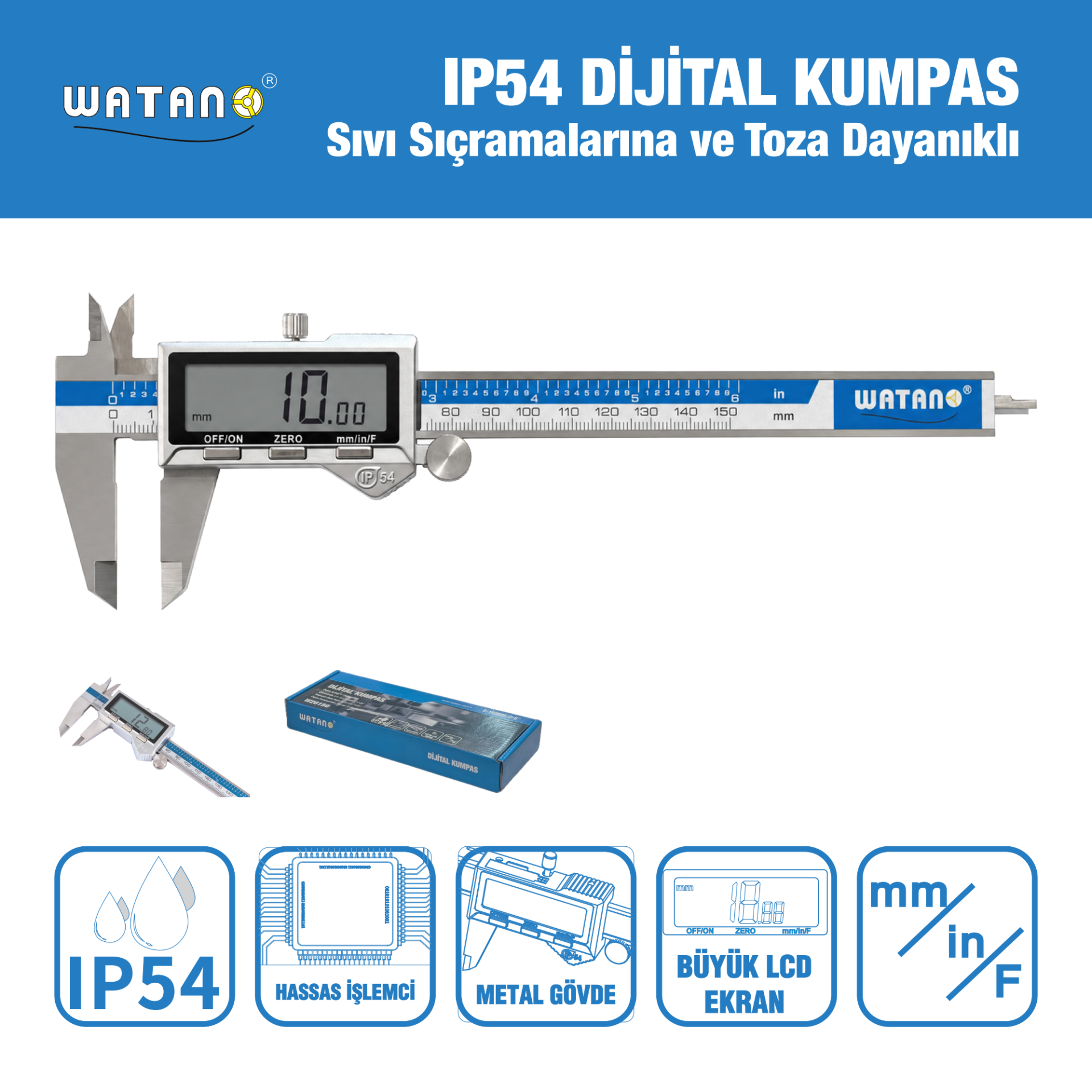 Watano 150 mm IP54 Dijital Kumpas