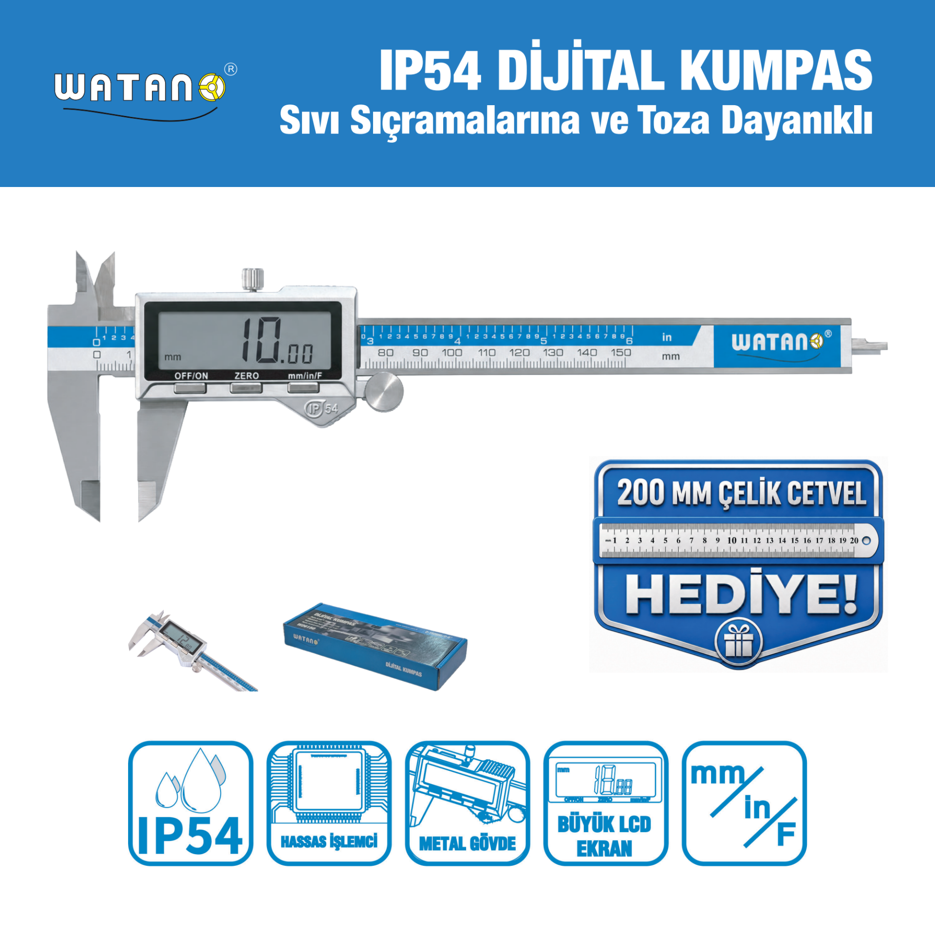 Watano 150 mm IP54 Dijital Kumpas