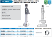 ACCUD Dijital 3 Nokta Temaslı Geniş Aralıklı İç Çap Mikrometresi 364 Serisi 200-300mm