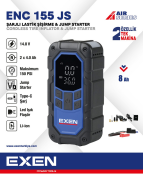 EXEN  ENC 155 JS  - 14.8V 2Ah 150 PSI Şarjlı Lastik Şişirme & Jump Starter