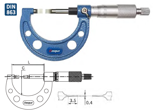 Dasqua 0-25mm Bıçak Ağızlı Mekanik Mikrometre 4570-1005
