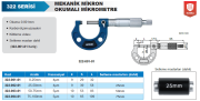 ACCUD Mikron Okumalı Mekanik Dış Çap Mikrometresi 322 Serisi 25-50 mm