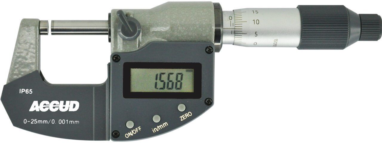 ACCUD IP65 Dijital Dış Çap Mikrometresi Veri Çıkışlı 313 Serisi 125-150 mm
