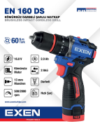 EXEN  EN 160 DS - 16V 2Ah 60N.m Kömürsüz Darbeli Şarjlı Matkap