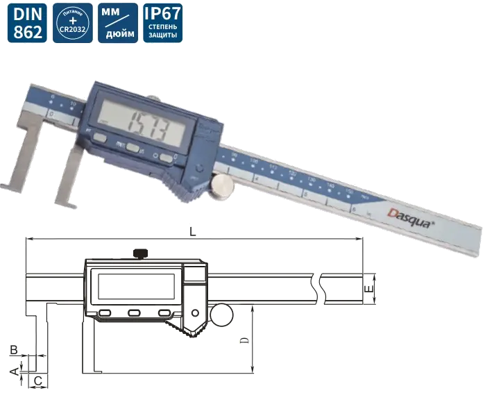 Dasqua 20-150mm İç Çap Kanal Kumpası IP67 Yağa, Suya Dirençli 0.01mm 2580-5105