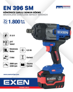 EXEN  EN 396 SM - 21V 6Ah 3/4''Soket 1800N.m Kömürsüz Şarjlı Somun Sökme
