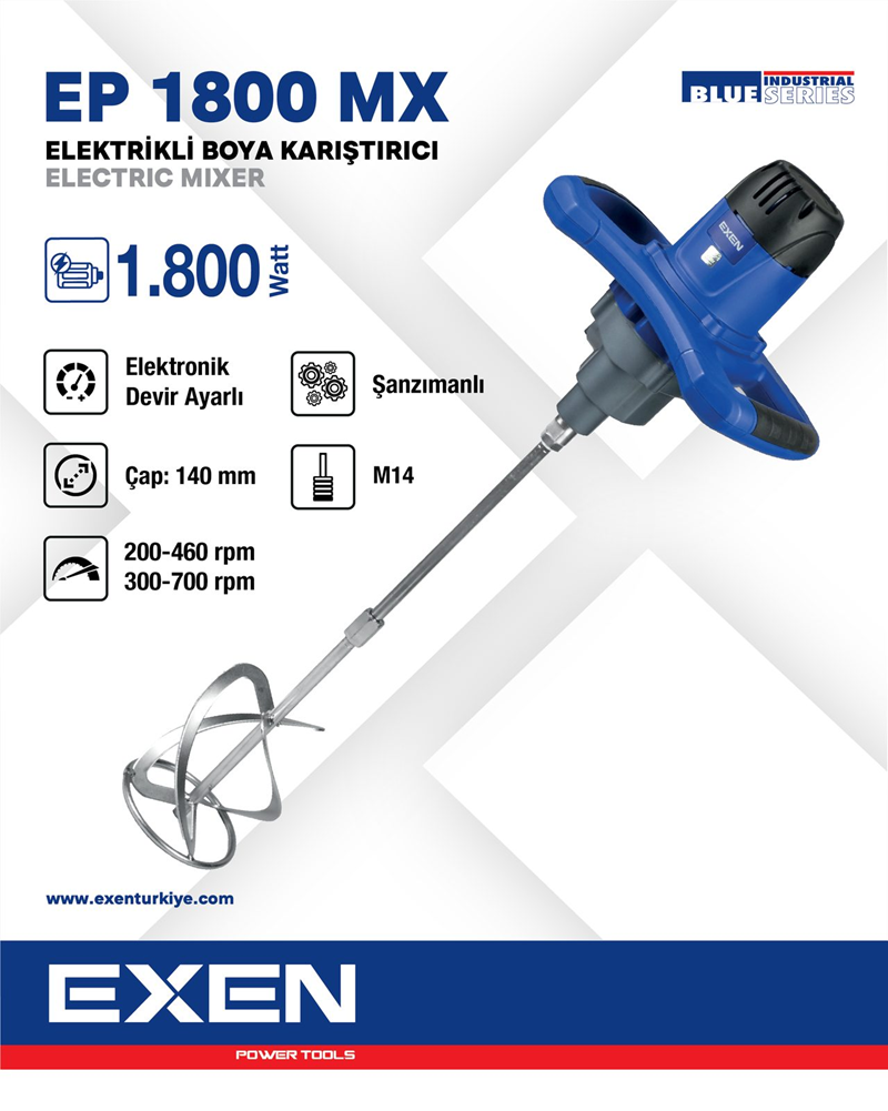 EXEN  EP 1800 MX - 1800W 140mm Elektrikli Boya Karıştırıcı Makina