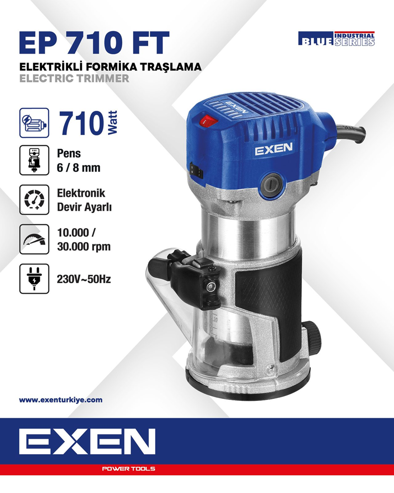 EXEN  EP 710 FT - 6/8mm 710W Elektrikli Formika Traşlama Makinası