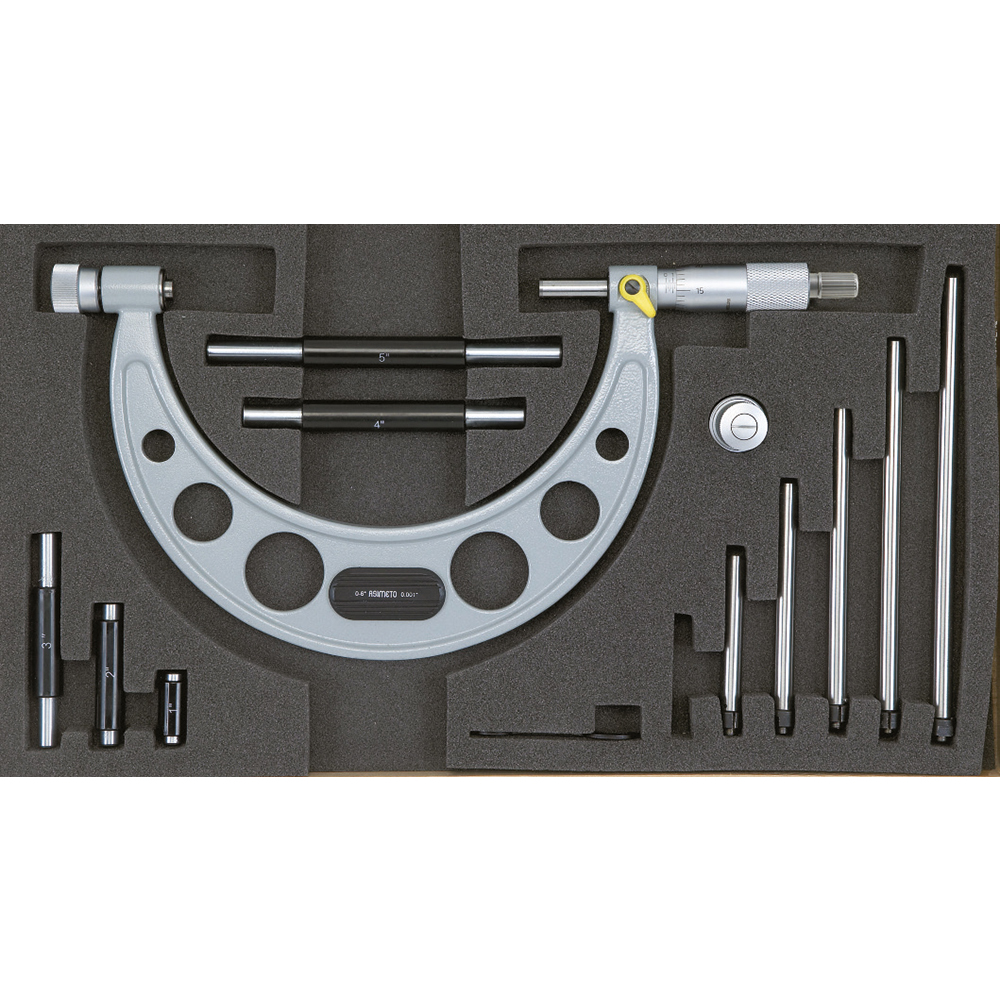 Asimeto Değiştirilebilir Çubuklu Mekanik Dış Çap Mikrometre 0-150mm AS-111060