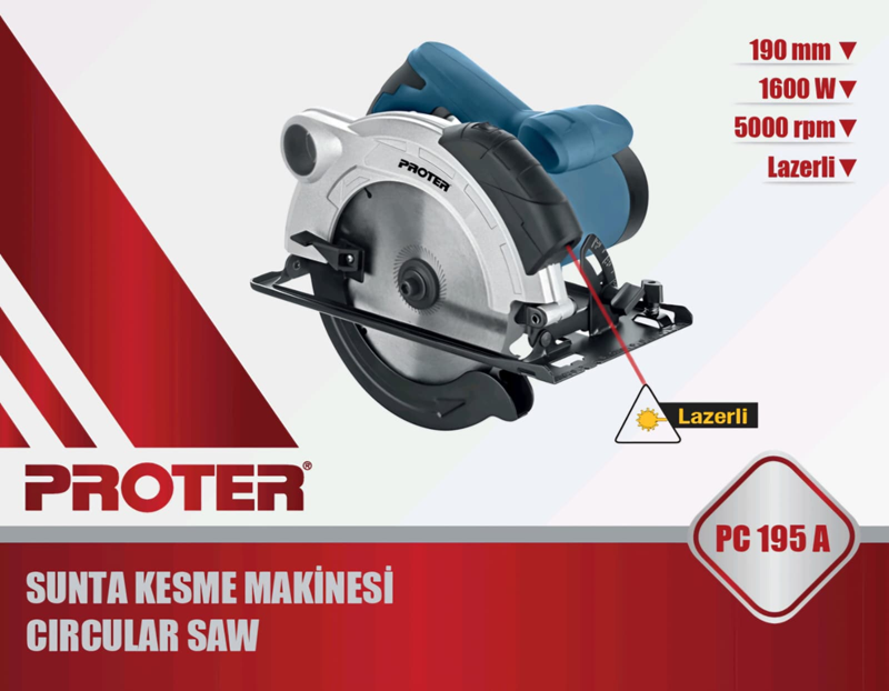 PROTER PC 195 A    190mm 1600W Lazerli Sunta Kesme Makinası