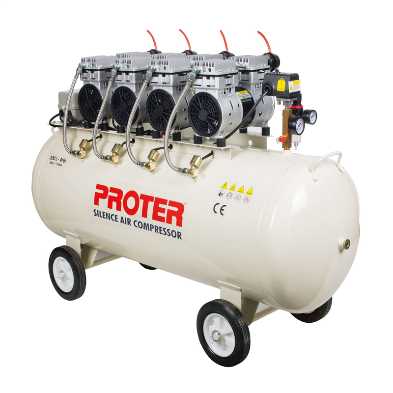 PROTER PR 226 S Sessiz-Yağsız  220 LT  6HP Monofaze 8 Bar Hava Kompresörü